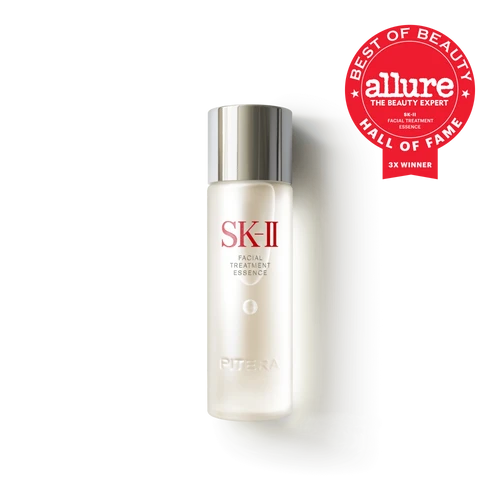 SK-II Facial Treatment Essence bottle with Allure Best of Beauty Hall of Fame award on a white background