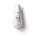 SK-II GenOptics Infinitaura Serum bottle with iridescent finish and white cap centered on a transparent background
