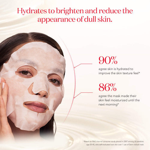 Woman wearing a face mask with text highlighting skin hydration benefits.