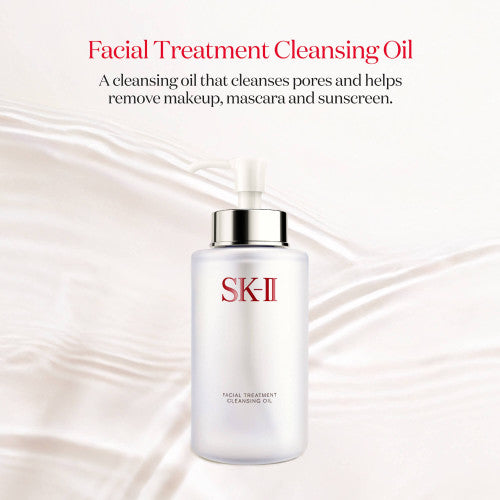 SK-II Facial Treatment Cleansing Oil cleanses stubborn makeup, mascara, and sunscreen