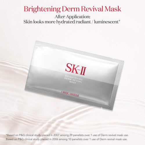 SK-II Brightening Derm Revival Mask packaging on a soft fabric background