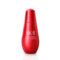 SK-II SKINPOWER Re-New Essence bottle in red tapered packaging centered on a transparent background
 