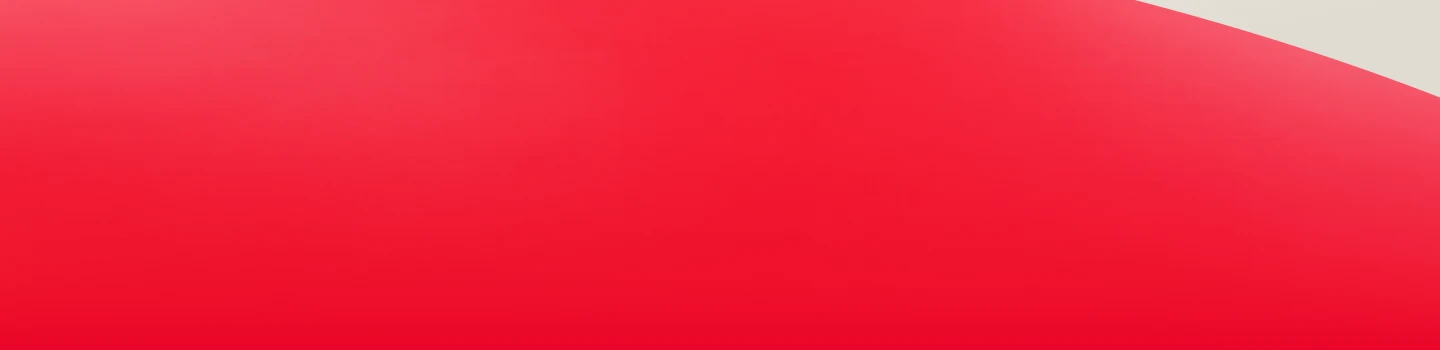 Red gradient background with smooth curved shape transitioning into a light neutral corner